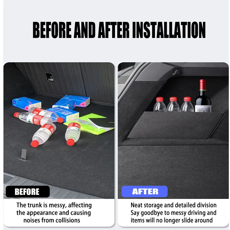 Auto Accessories For BYD Seagull Dolphin Mini 2023~2025 2024 Car Organizer Trunk Side Partition Trunk Interior Storage Box Parts