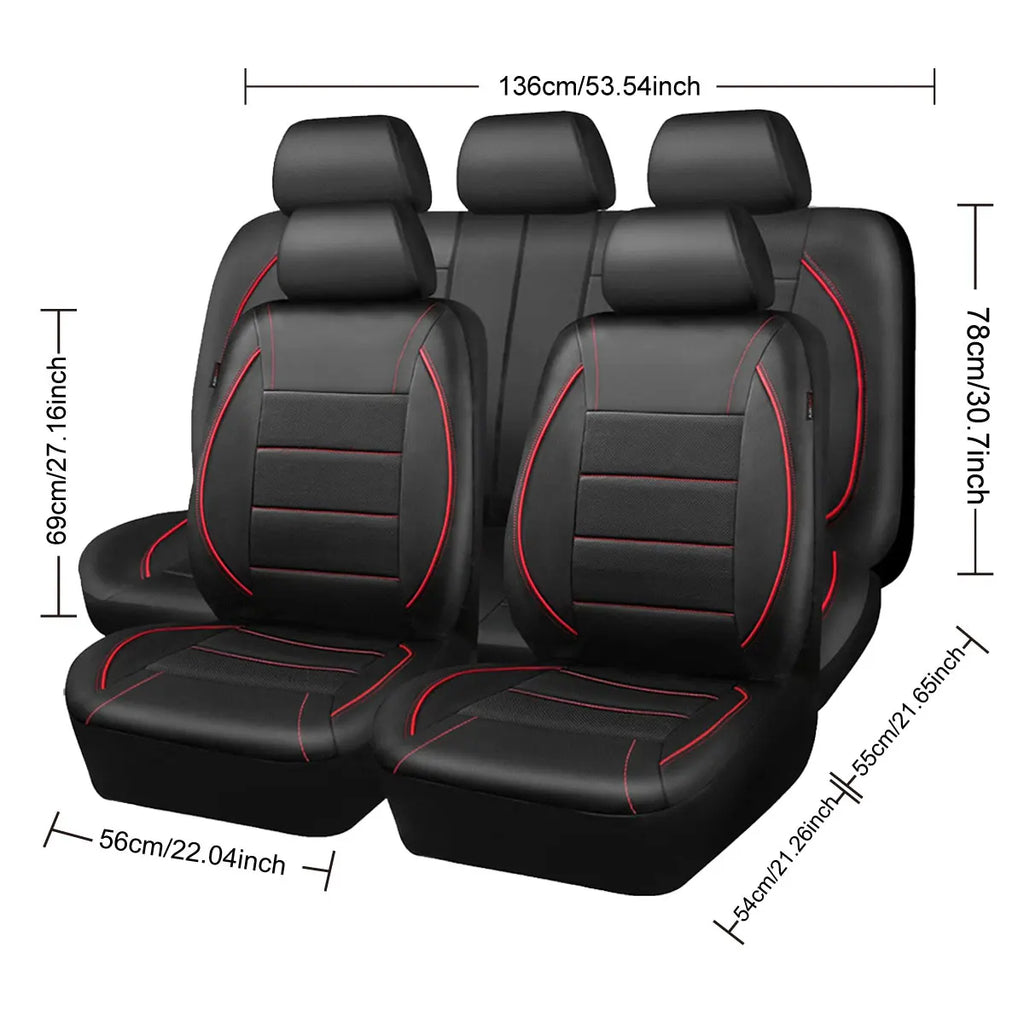 Universal Leather Car Seat Covers Simple Style Breathable  5 Seat Car Seat Cover