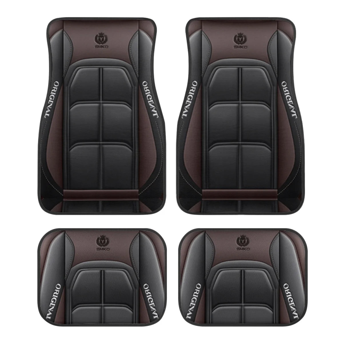 4pcs Elegant Car Floor Mats - Non-Slip, Easy-Clean Polyester All-Season Floor Mats Universal Car Carpet Interior Accessories ﻿