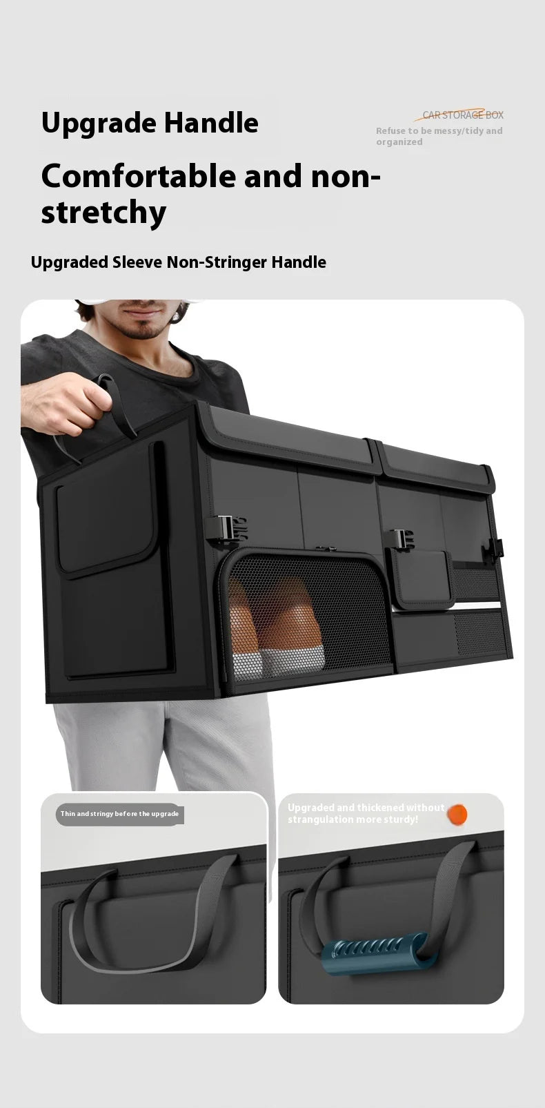 Foldable Trunk Storage Box Waterproof Oxford Cloth 60L Large-Capacity Car Organizer for Camping/Fishing Easy to Carry
