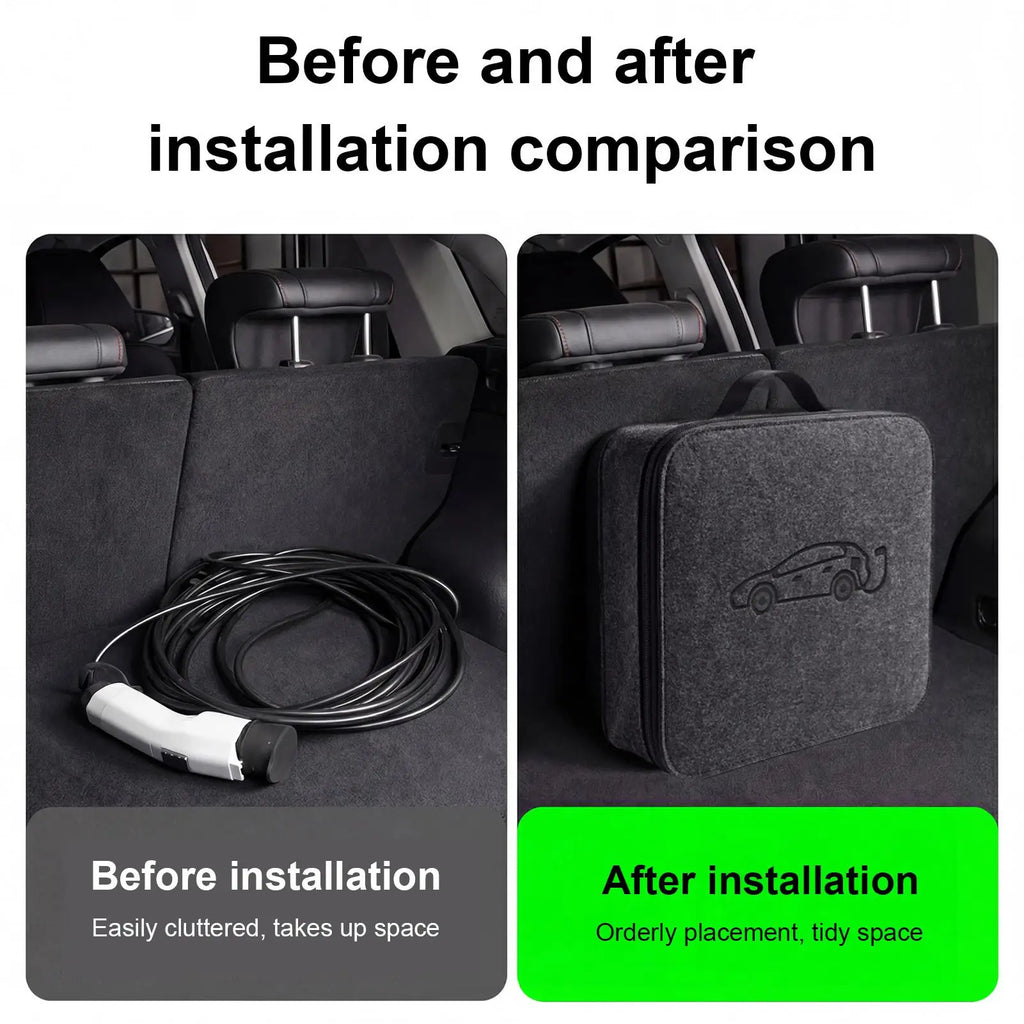 Car Cables Organizer Bag Felt cloth Auto Rechargeable Storage Tidy EV Charging Plugs Equipment Container Bag Cars Accessories
