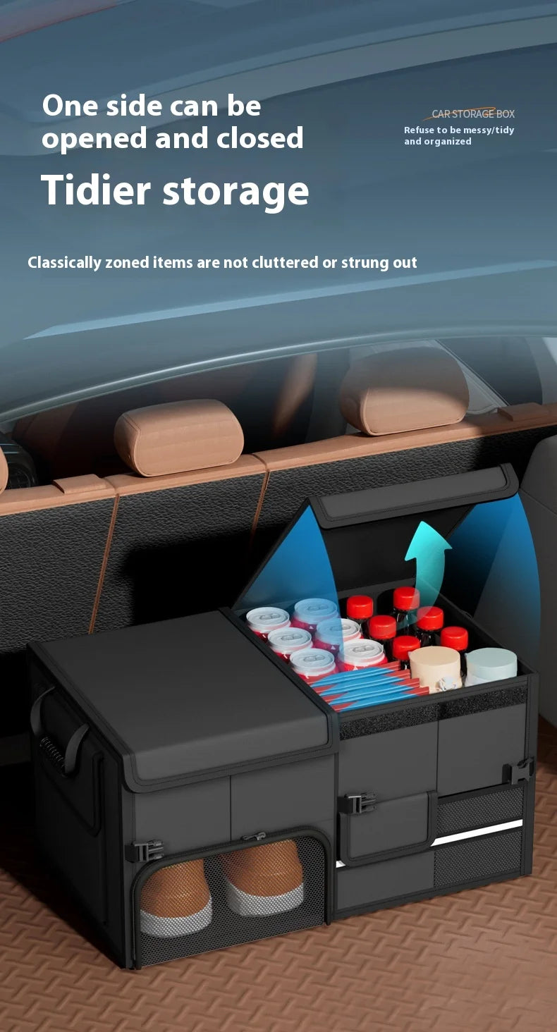 Foldable Trunk Storage Box Waterproof Oxford Cloth 60L Large-Capacity Car Organizer for Camping/Fishing Easy to Carry