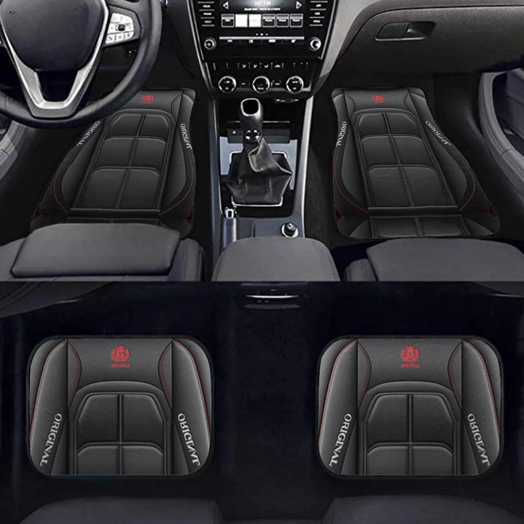 4pcs Elegant Car Floor Mats - Non-Slip, Easy-Clean Polyester All-Season Floor Mats Universal Car Carpet Interior Accessories ﻿