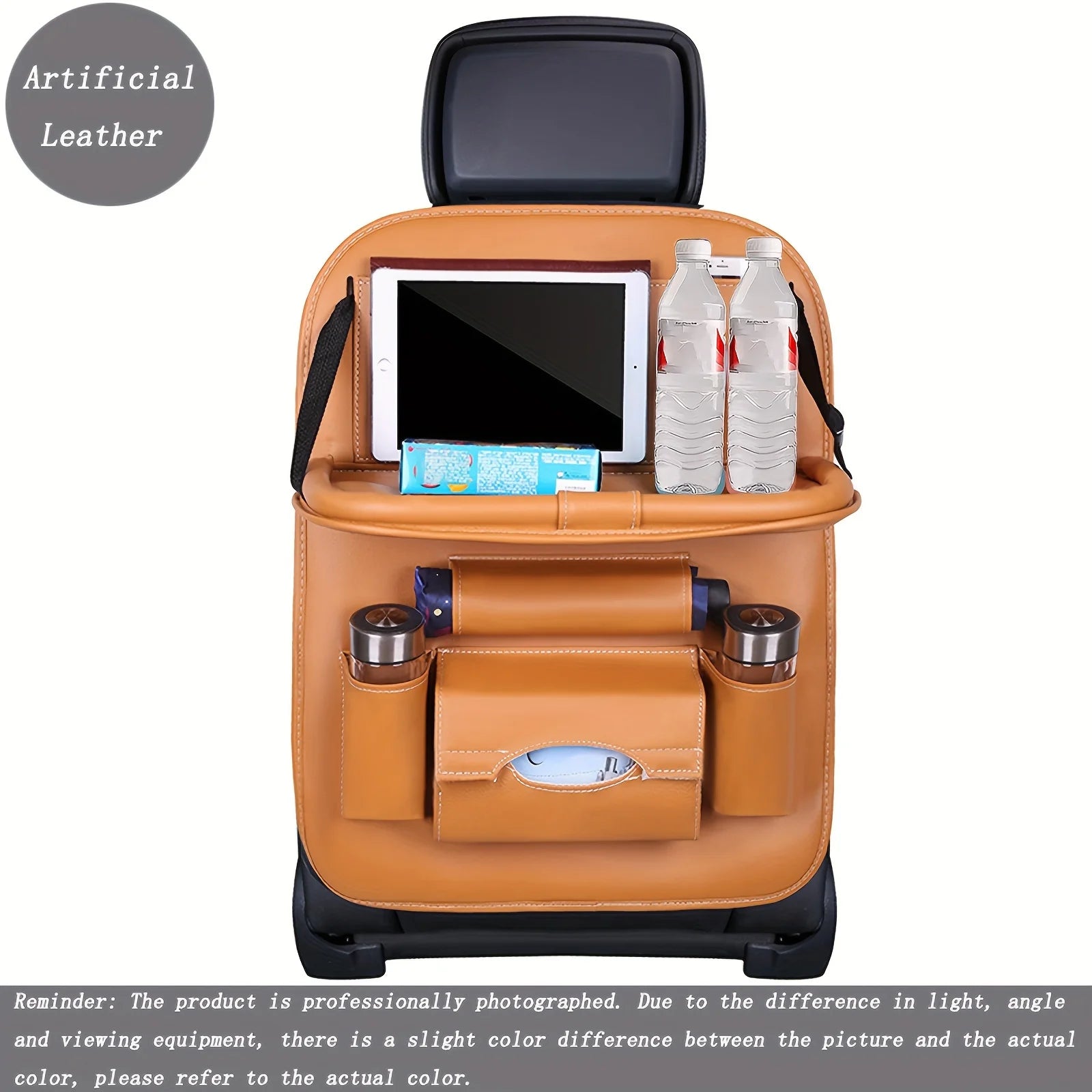 Car Seat Anti-kick Pad Storage Bag Car Organizer Tray DeluxePULeather Multipurpose Storage Car Interior Accessories