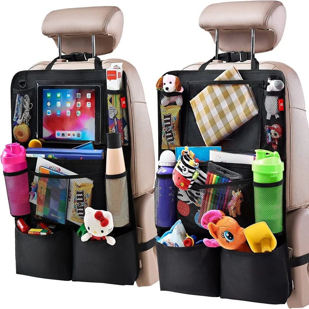 Backseat Car Organizer, Kick Mats Back Seat Protector with Touch Screen Tablet Holder, Car Back Seat Organizer for Kids 2 Pack