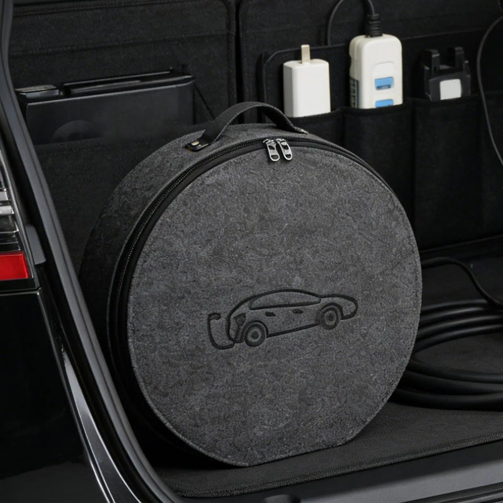 Car Cables Organizer Bag Felt cloth Auto Rechargeable Storage Tidy EV Charging Plugs Equipment Container Bag Cars Accessories