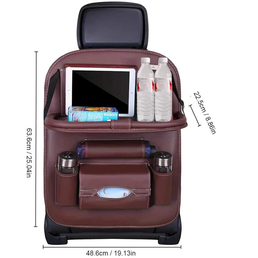 Car Seat Anti-kick Pad Storage Bag Car Organizer Tray DeluxePULeather Multipurpose Storage Car Interior Accessories