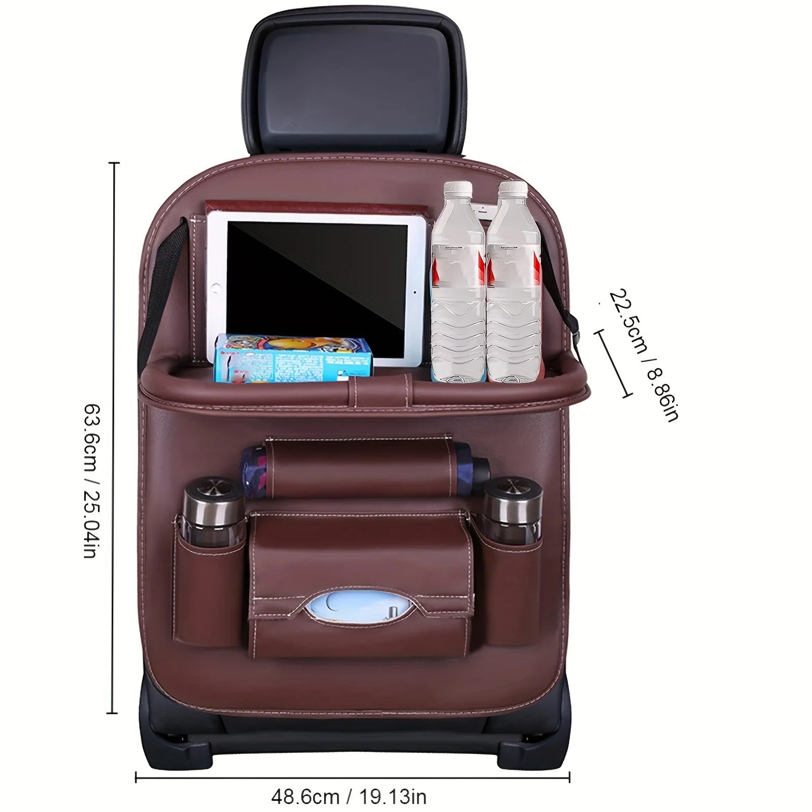 Car Seat Anti-kick Pad Storage Bag Car Organizer Tray DeluxePULeather Multipurpose Storage Car Interior Accessories