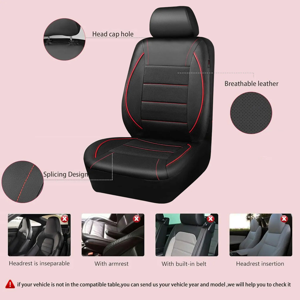 Universal Leather Car Seat Covers Simple Style Breathable  5 Seat Car Seat Cover