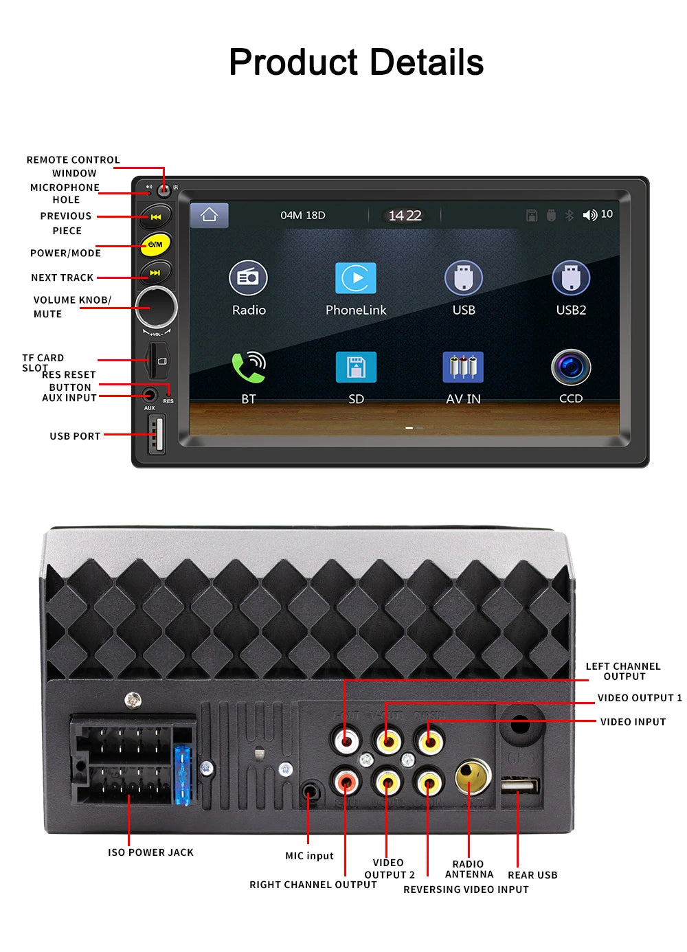 7/9/10 inch Universal Android 13 Car Radio 32G/64G Autoradio android 2 Din car radio GPS BT Central Multimedia Smart car systems