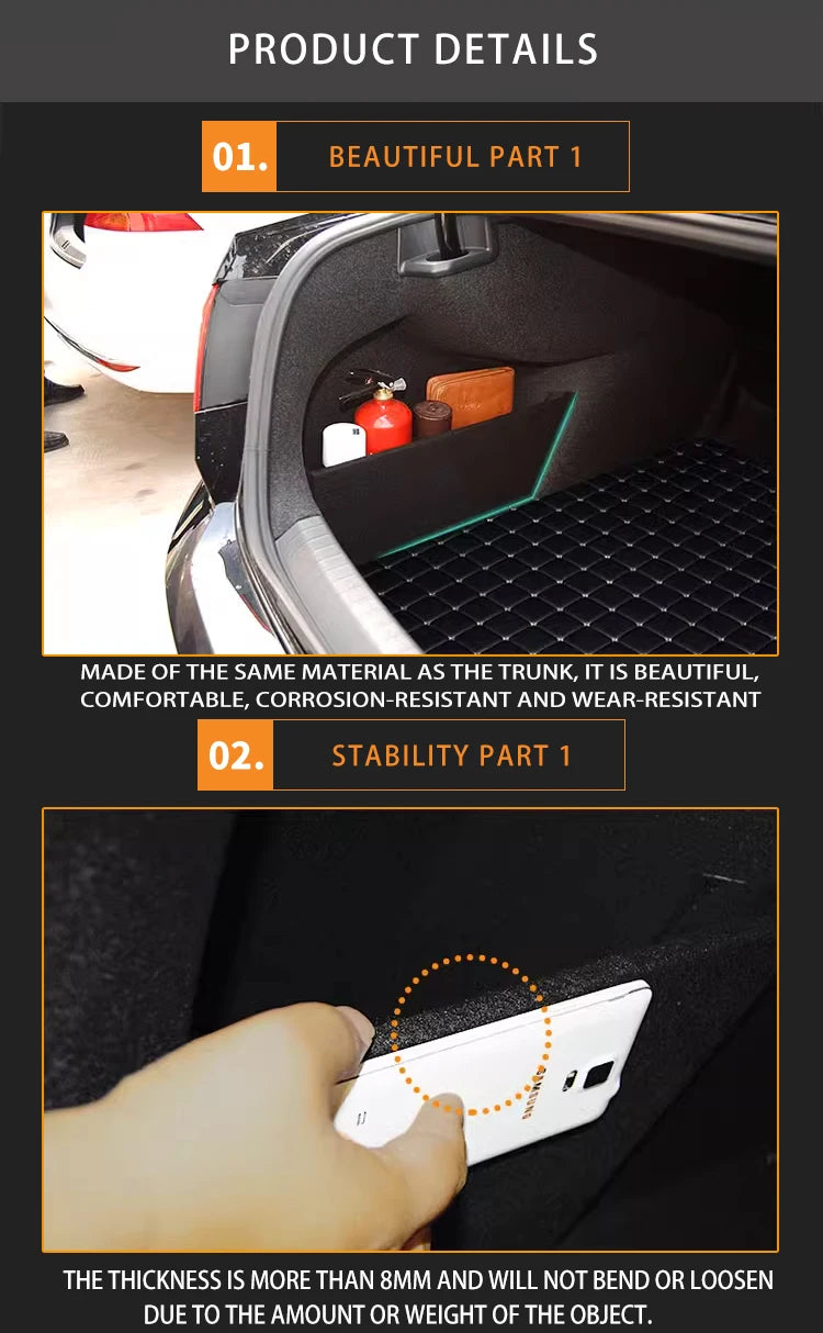 Auto Accessories For Ford Mondeo 2022~2026 2025 Car Organizer Thickening Trunk Side Partition Trunk Interior Storage Box Parts