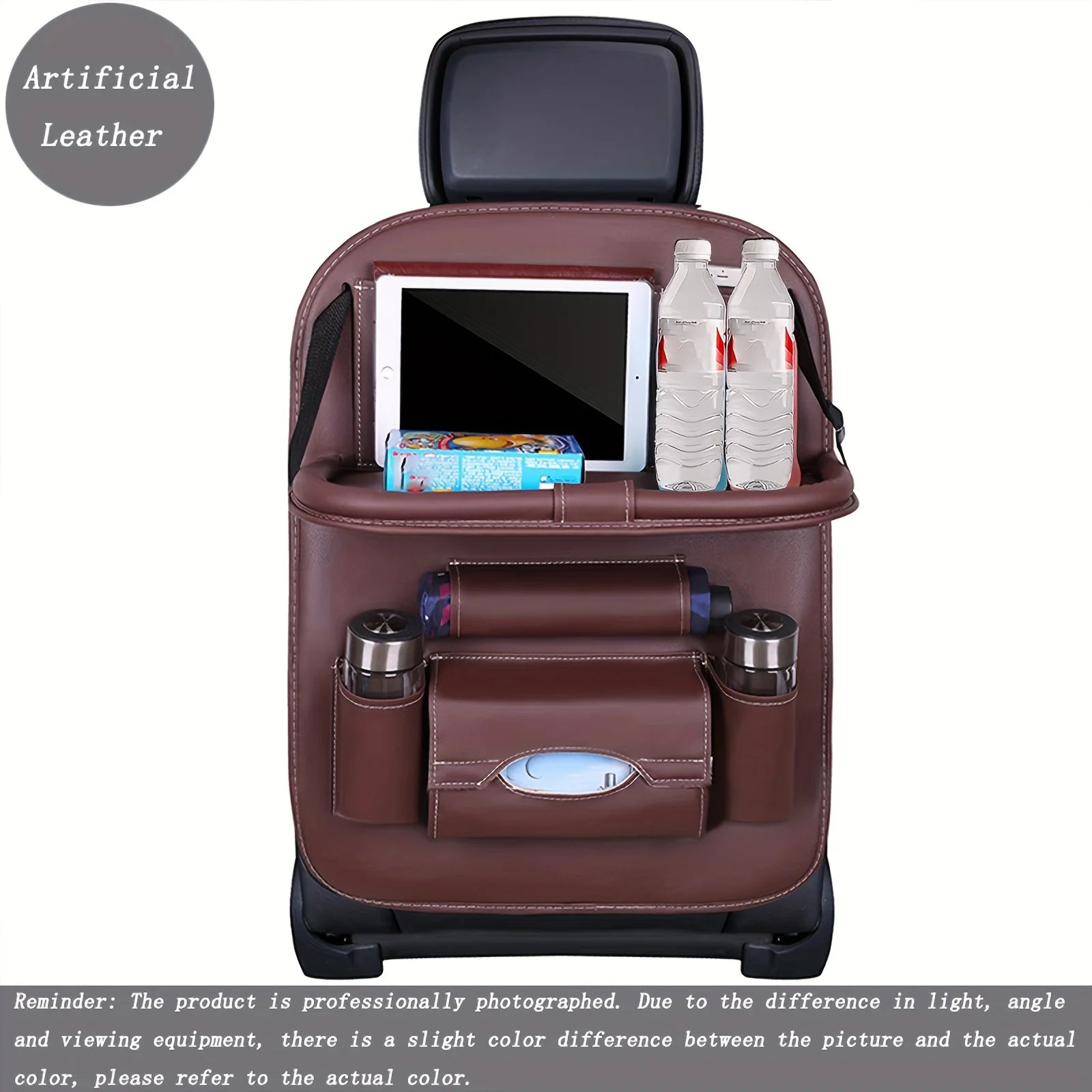 Car Seat Anti-kick Pad Storage Bag Car Organizer Tray DeluxePULeather Multipurpose Storage Car Interior Accessories