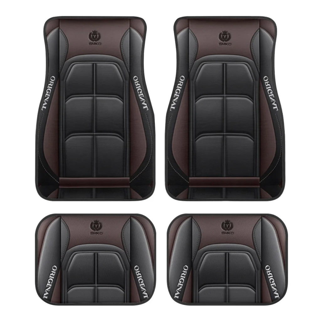 4pcs Elegant Car Floor Mats - Non-Slip, Easy-Clean Polyester All-Season Floor Mats Universal Car Carpet Interior Accessories ﻿