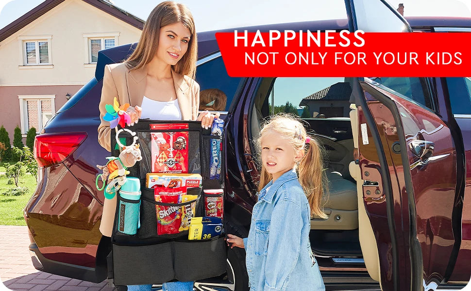 Backseat Car Organizer, Kick Mats Back Seat Protector with Touch Screen Tablet Holder, Car Back Seat Organizer for Kids 2 Pack