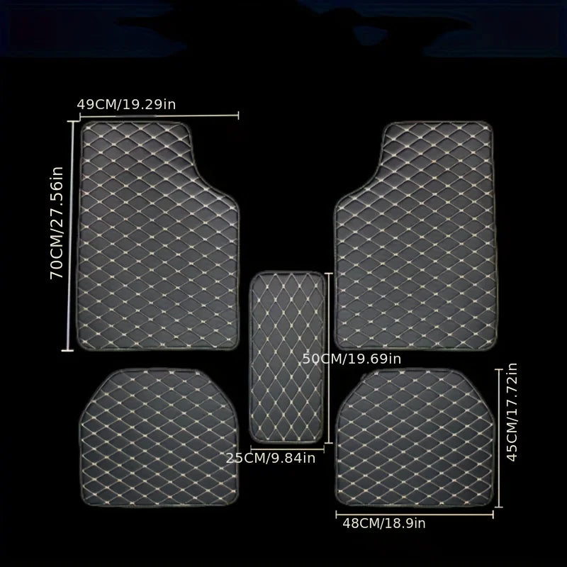 5Pcs Car Floor Mats PU Leather Waterproof Auto Foot Pad Protector Pads Fashion Car Carpet Cushion For All Seasons