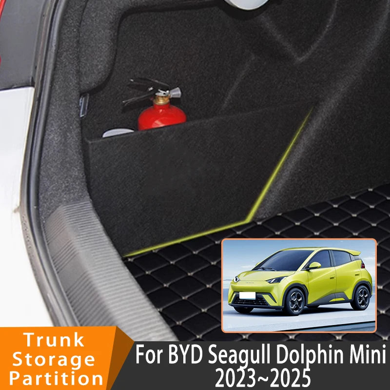 Auto Accessories For BYD Seagull Dolphin Mini 2023~2025 2024 Car Organizer Trunk Side Partition Trunk Interior Storage Box Parts