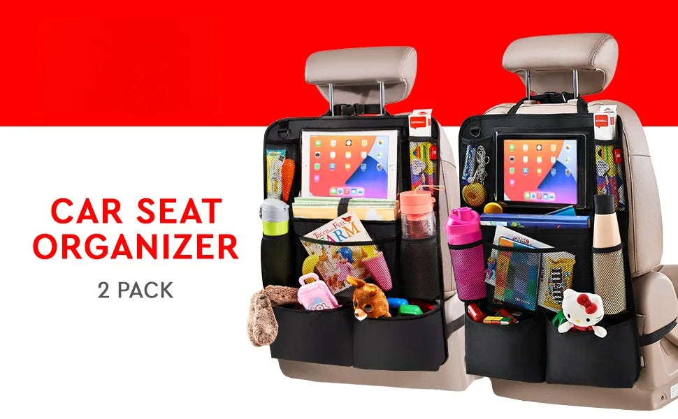Backseat Car Organizer, Kick Mats Back Seat Protector with Touch Screen Tablet Holder, Car Back Seat Organizer for Kids 2 Pack