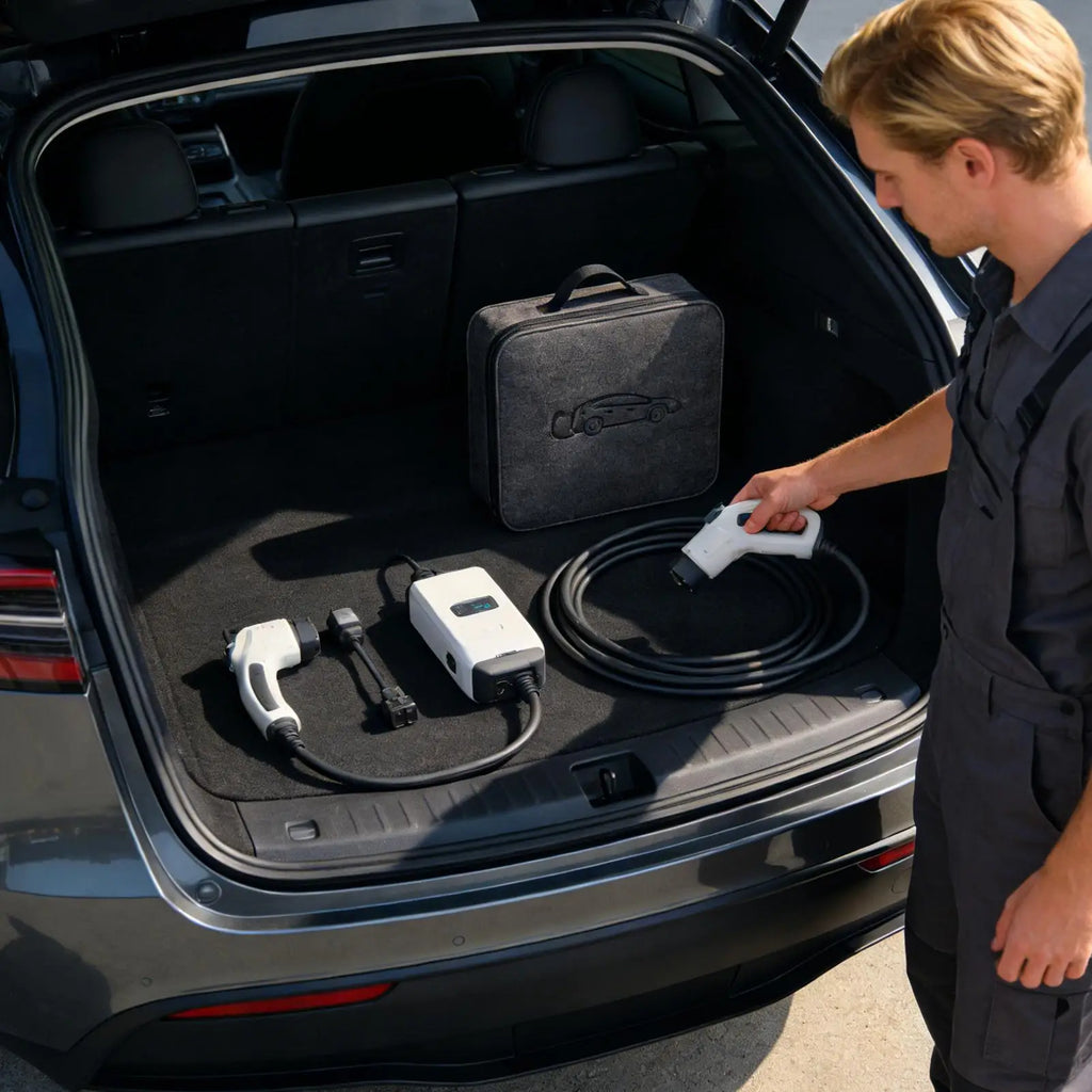 Car Cables Organizer Bag Felt cloth Auto Rechargeable Storage Tidy EV Charging Plugs Equipment Container Bag Cars Accessories