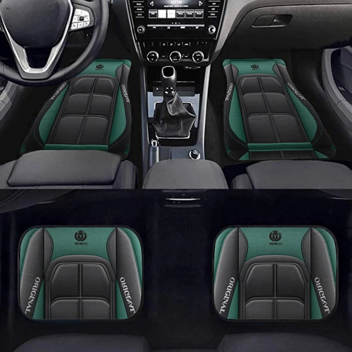 4pcs Elegant Car Floor Mats - Non-Slip, Easy-Clean Polyester All-Season Floor Mats Universal Car Carpet Interior Accessories ﻿
