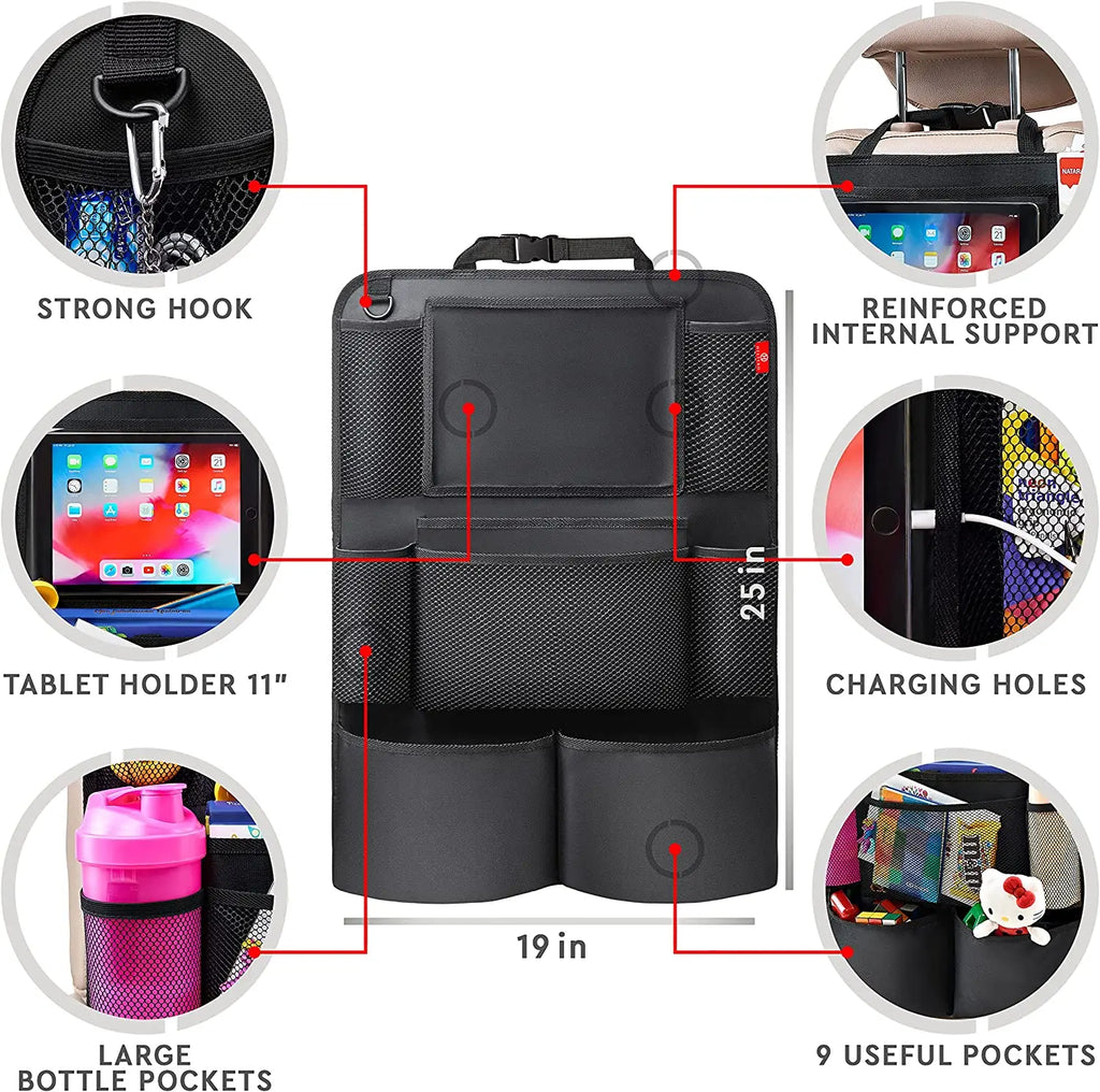 Backseat Car Organizer, Kick Mats Back Seat Protector with Touch Screen Tablet Holder, Car Back Seat Organizer for Kids 2 Pack