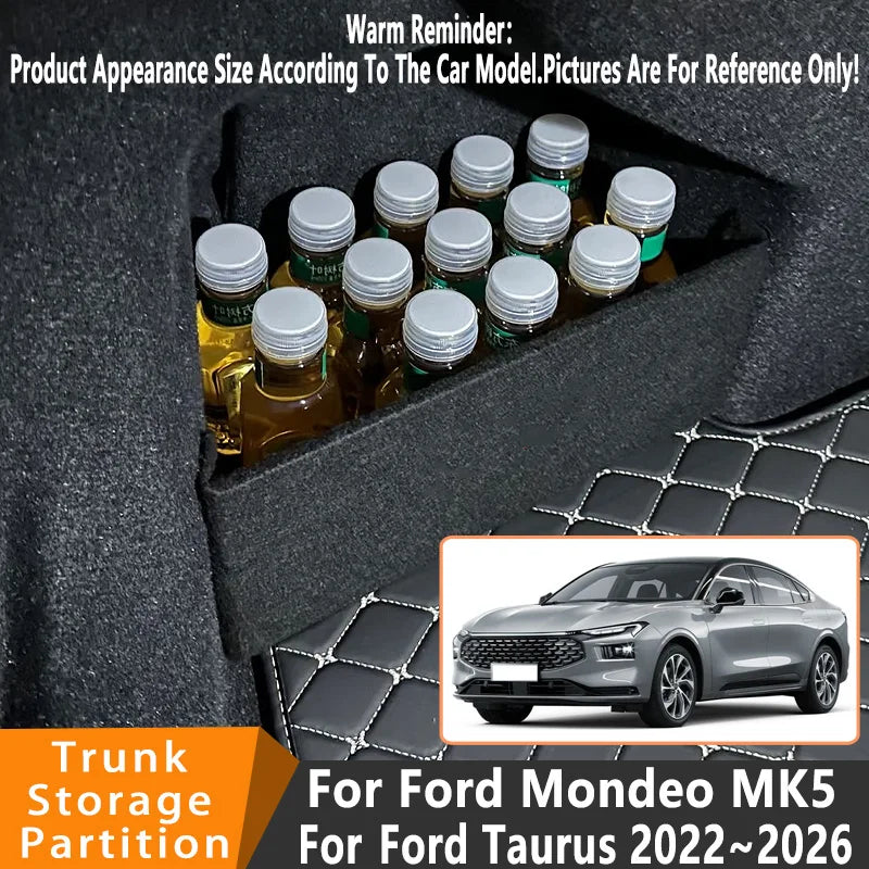 Auto Accessories For Ford Mondeo 2022~2026 2025 Car Organizer Thickening Trunk Side Partition Trunk Interior Storage Box Parts