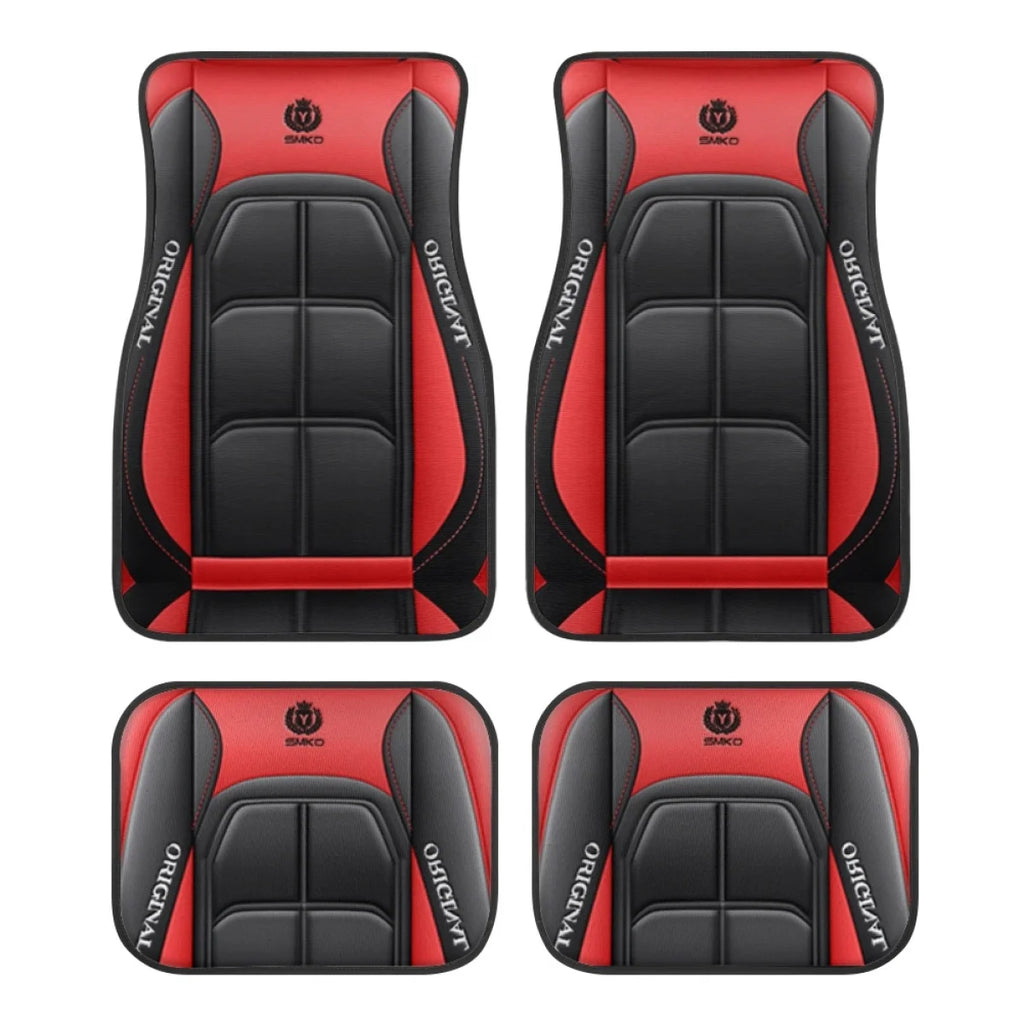 4pcs Elegant Car Floor Mats - Non-Slip, Easy-Clean Polyester All-Season Floor Mats Universal Car Carpet Interior Accessories ﻿