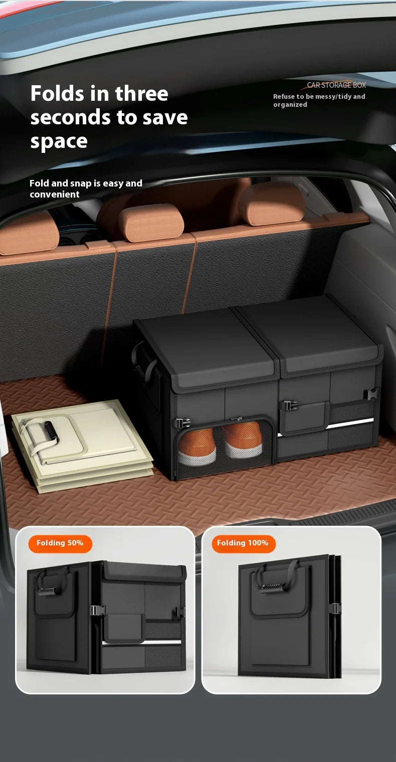 Foldable Trunk Storage Box Waterproof Oxford Cloth 60L Large-Capacity Car Organizer for Camping/Fishing Easy to Carry