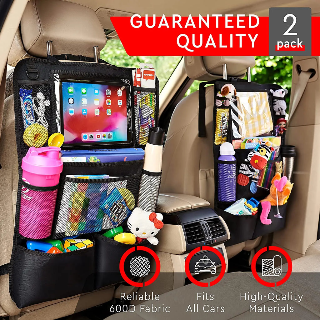 Backseat Car Organizer, Kick Mats Back Seat Protector with Touch Screen Tablet Holder, Car Back Seat Organizer for Kids 2 Pack