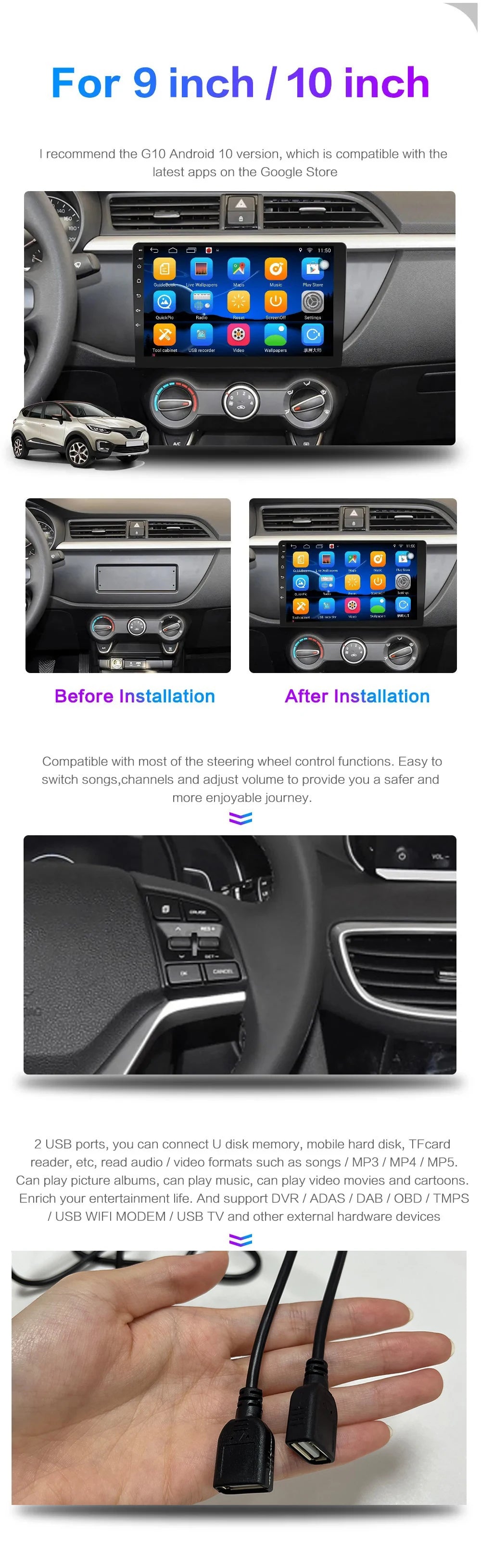 7/9/10 inch Universal Android 13 Car Radio 32G/64G Autoradio android 2 Din car radio GPS BT Central Multimedia Smart car systems