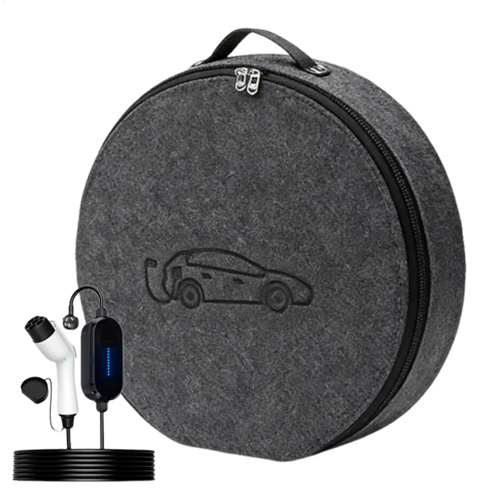 Car Cables Organizer Bag Felt cloth Auto Rechargeable Storage Tidy EV Charging Plugs Equipment Container Bag Cars Accessories