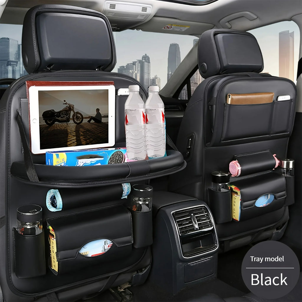 Car Seat Anti-kick Pad Storage Bag Car Organizer Tray DeluxePULeather Multipurpose Storage Car Interior Accessories