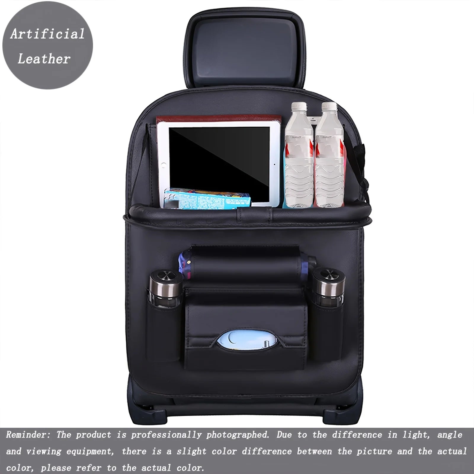 Car Seat Anti-kick Pad Storage Bag Car Organizer Tray DeluxePULeather Multipurpose Storage Car Interior Accessories