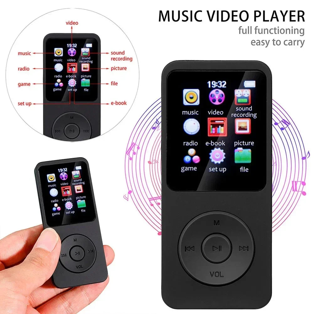 MP3 Player Type-C Interface Fast Charging Port (with 32GB Memory Card) 5.4 Bluetooth Version Music Player FM Recording E-book