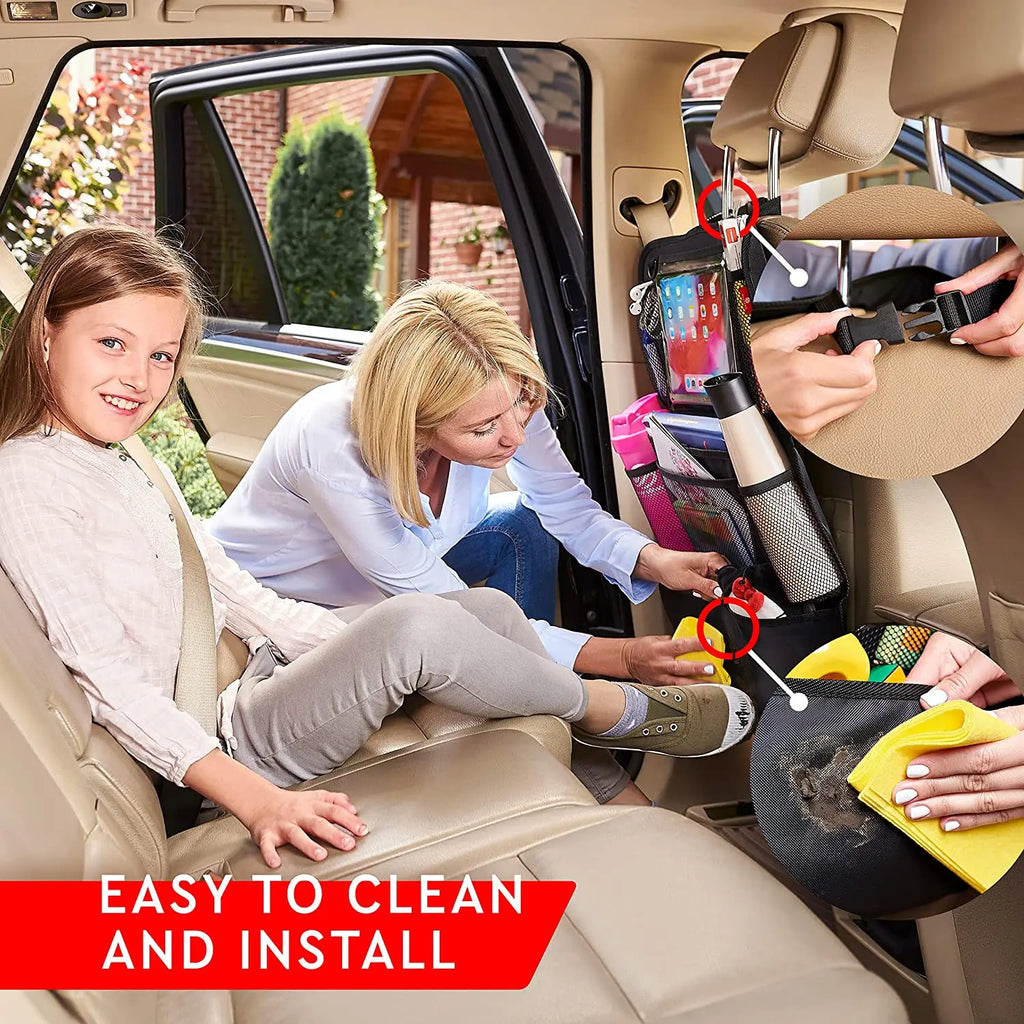 Backseat Car Organizer, Kick Mats Back Seat Protector with Touch Screen Tablet Holder, Car Back Seat Organizer for Kids 2 Pack