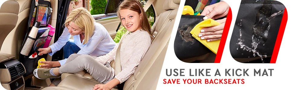 Backseat Car Organizer, Kick Mats Back Seat Protector with Touch Screen Tablet Holder, Car Back Seat Organizer for Kids 2 Pack