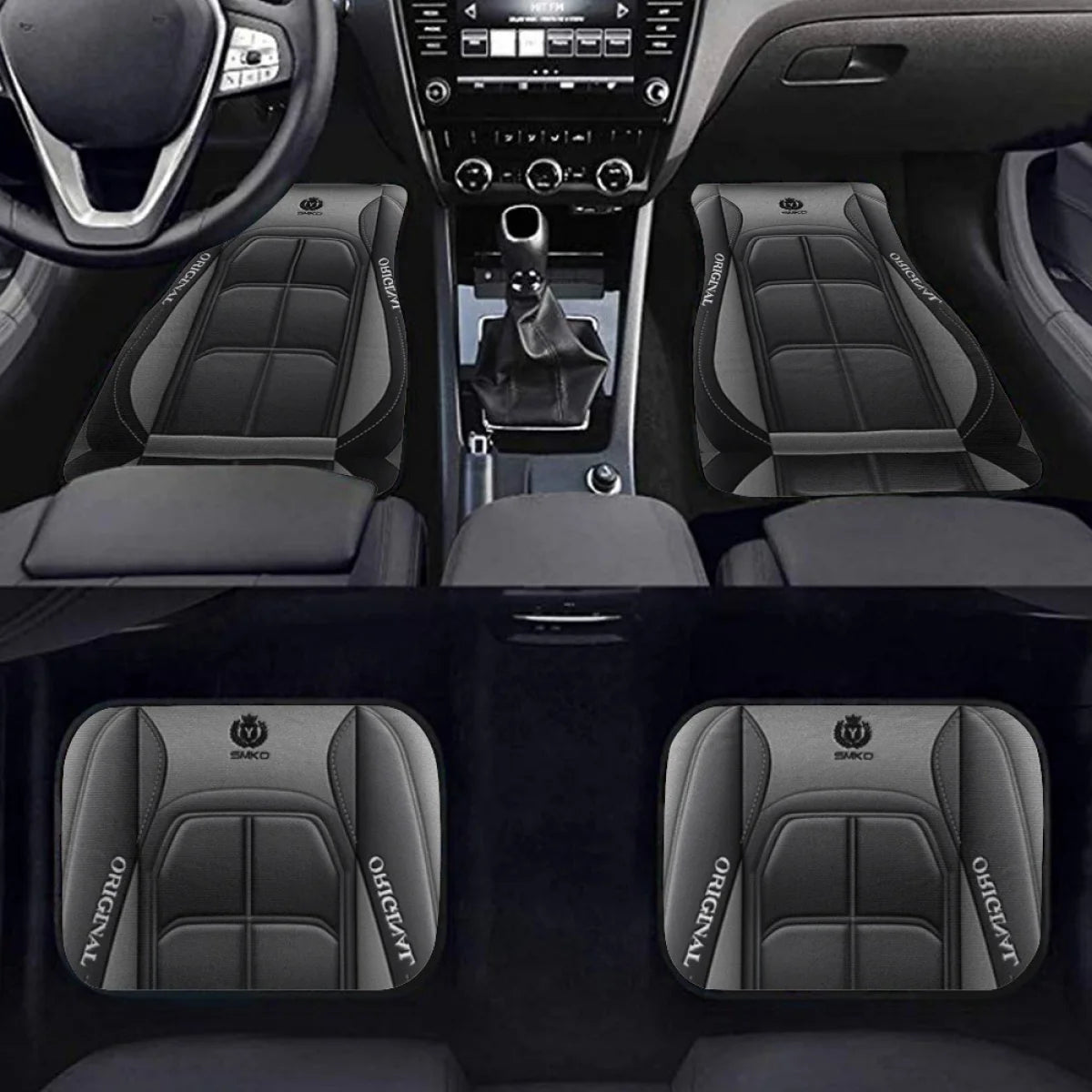 4pcs Elegant Car Floor Mats - Non-Slip, Easy-Clean Polyester All-Season Floor Mats Universal Car Carpet Interior Accessories ﻿