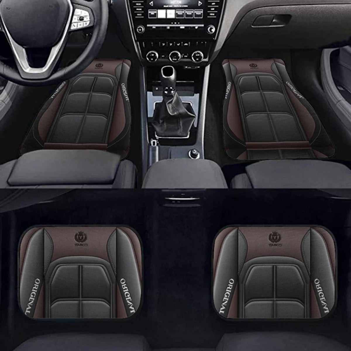 4pcs Elegant Car Floor Mats - Non-Slip, Easy-Clean Polyester All-Season Floor Mats Universal Car Carpet Interior Accessories ﻿
