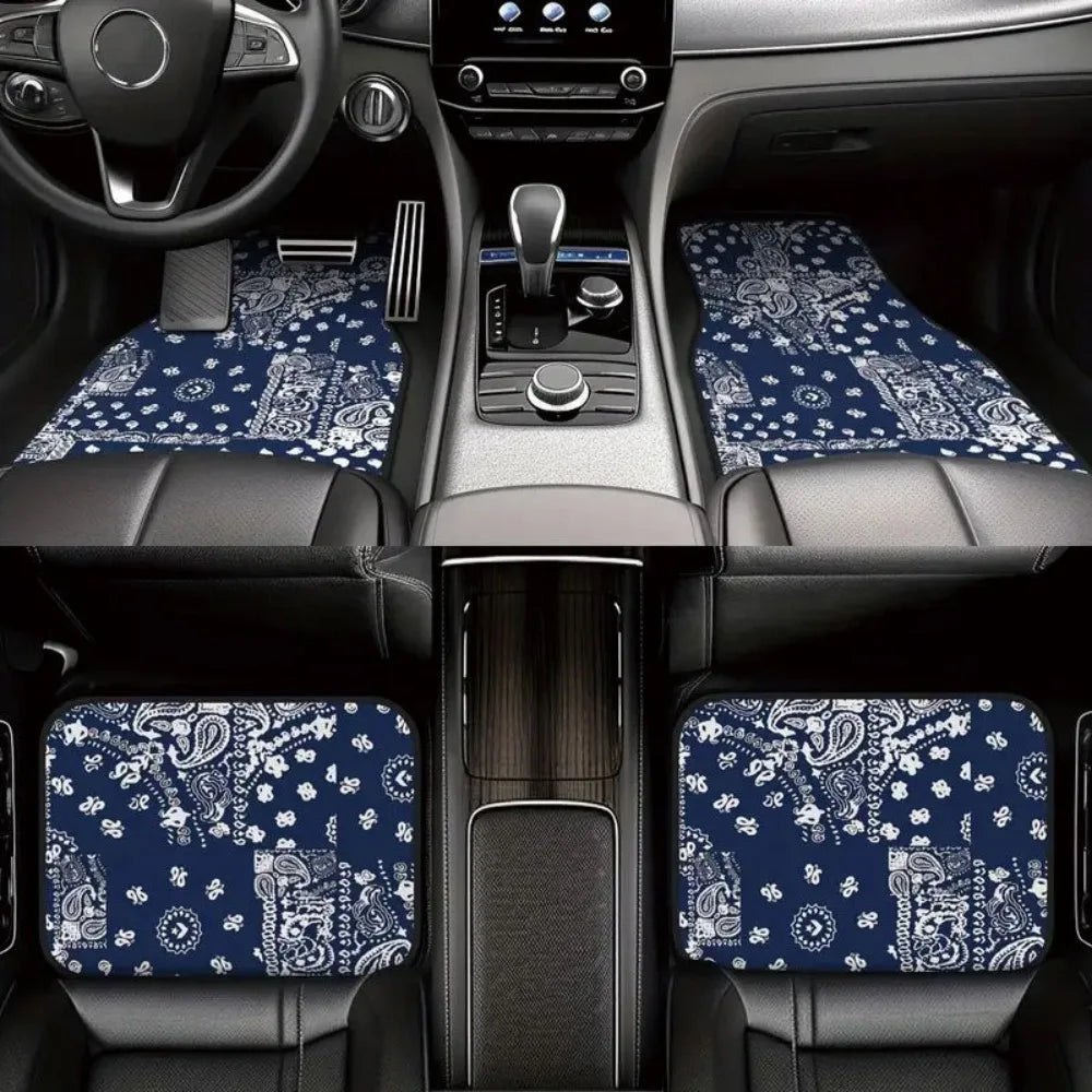 4Pcs Durable Bohemian Car Floor Mats Anti-slip Dirty Resistant Persian Carpet Car Decoration Heavy Duty Car Floor Protector Rugs
