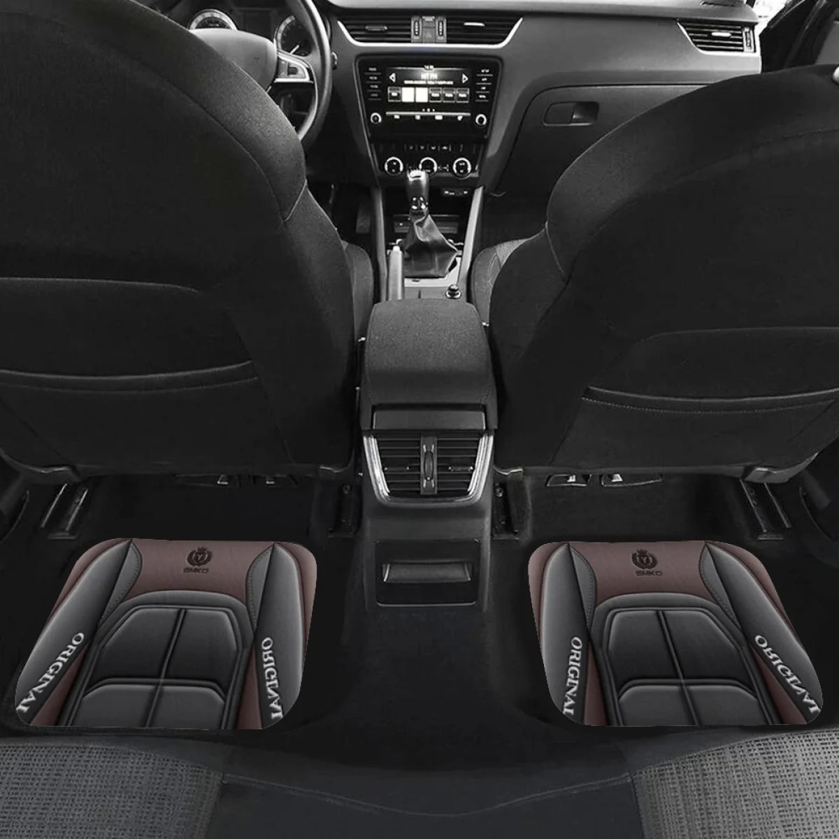 4pcs Elegant Car Floor Mats - Non-Slip, Easy-Clean Polyester All-Season Floor Mats Universal Car Carpet Interior Accessories ﻿