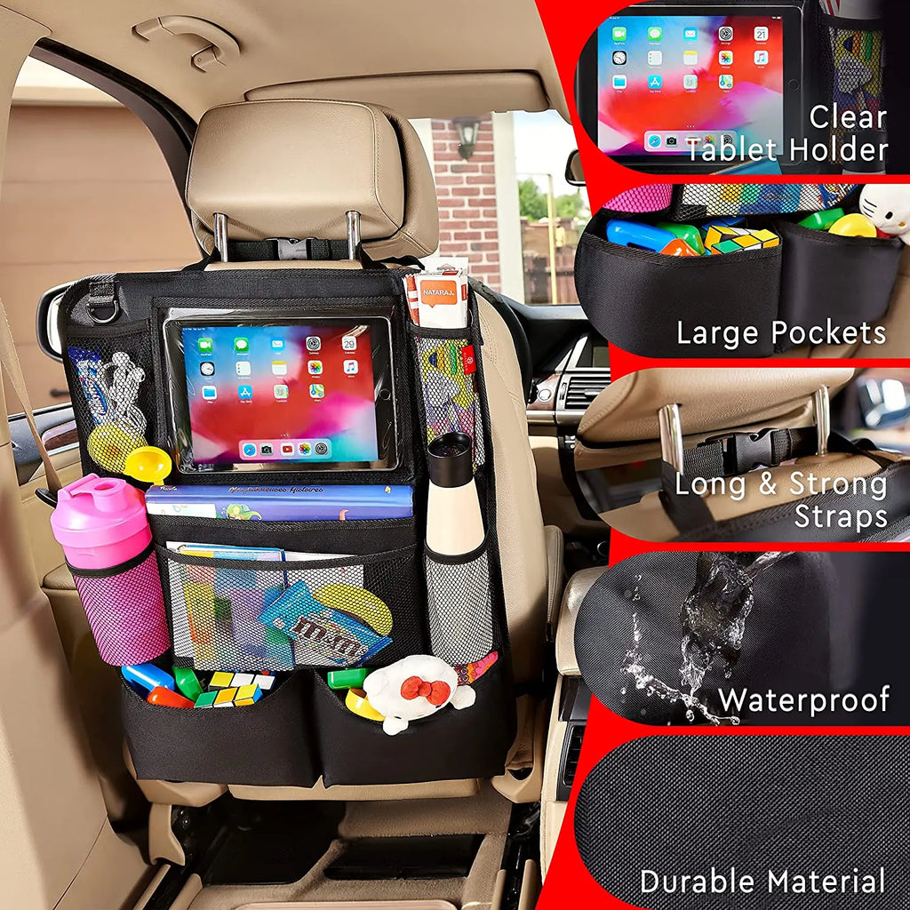 Backseat Car Organizer, Kick Mats Back Seat Protector with Touch Screen Tablet Holder, Car Back Seat Organizer for Kids 2 Pack