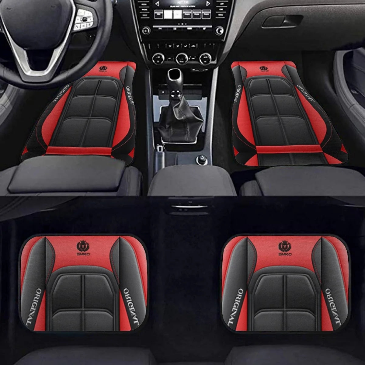 4pcs Elegant Car Floor Mats - Non-Slip, Easy-Clean Polyester All-Season Floor Mats Universal Car Carpet Interior Accessories ﻿