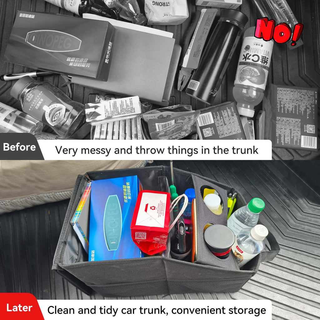 Car Trunk Organizer - Car Organizer, foldable trunk Organizer, Sturdy auto parts Organizer, black,