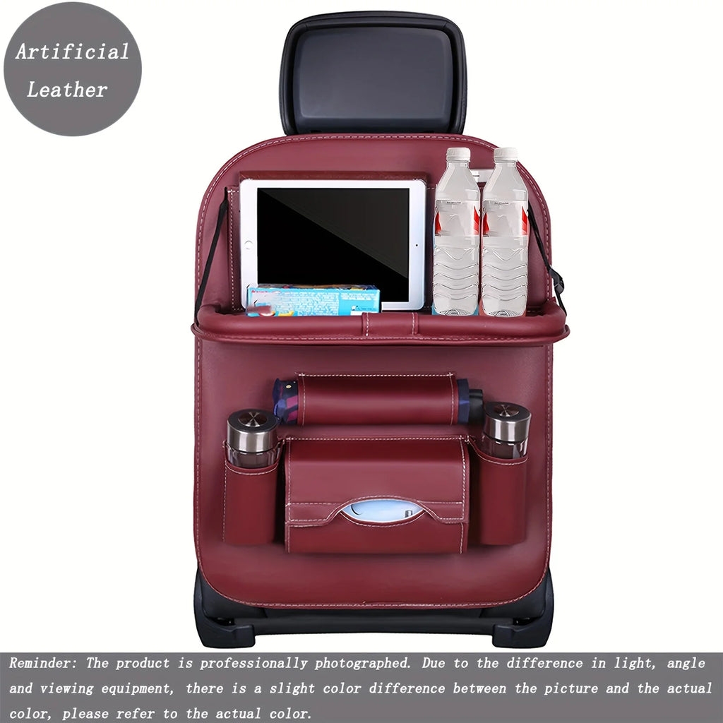 Car Seat Anti-kick Pad Storage Bag Car Organizer Tray DeluxePULeather Multipurpose Storage Car Interior Accessories