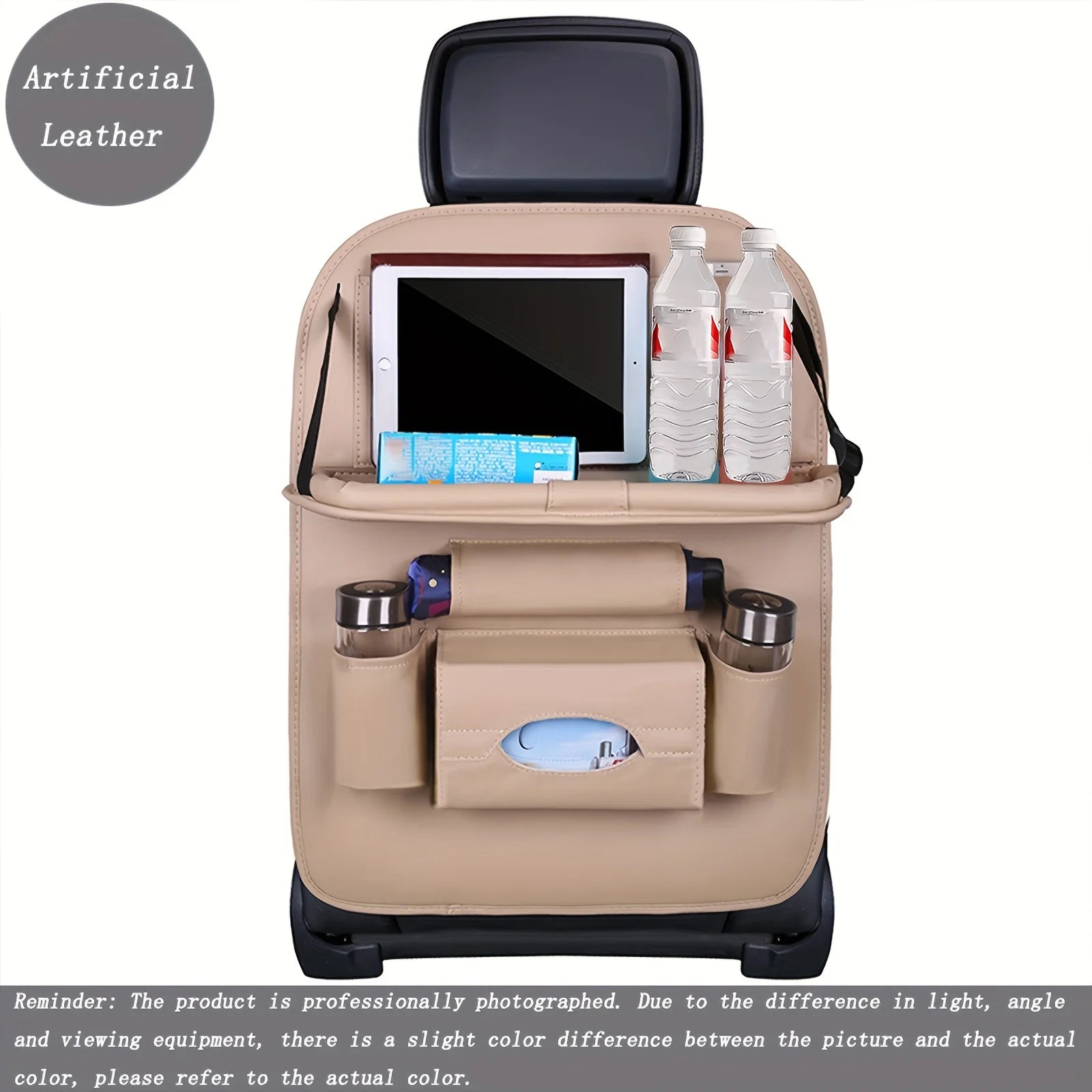 Car Seat Anti-kick Pad Storage Bag Car Organizer Tray DeluxePULeather Multipurpose Storage Car Interior Accessories