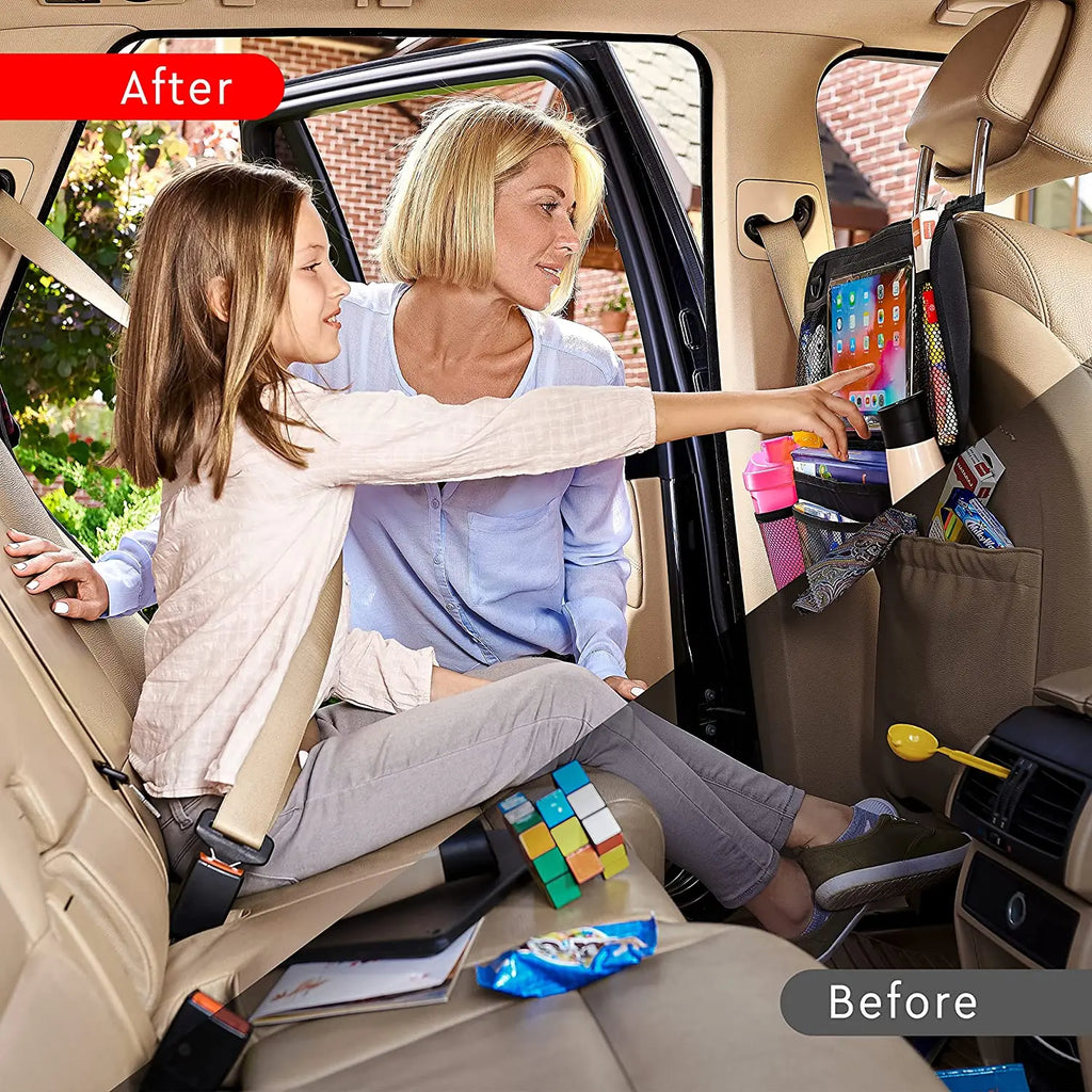 Backseat Car Organizer, Kick Mats Back Seat Protector with Touch Screen Tablet Holder, Car Back Seat Organizer for Kids 2 Pack