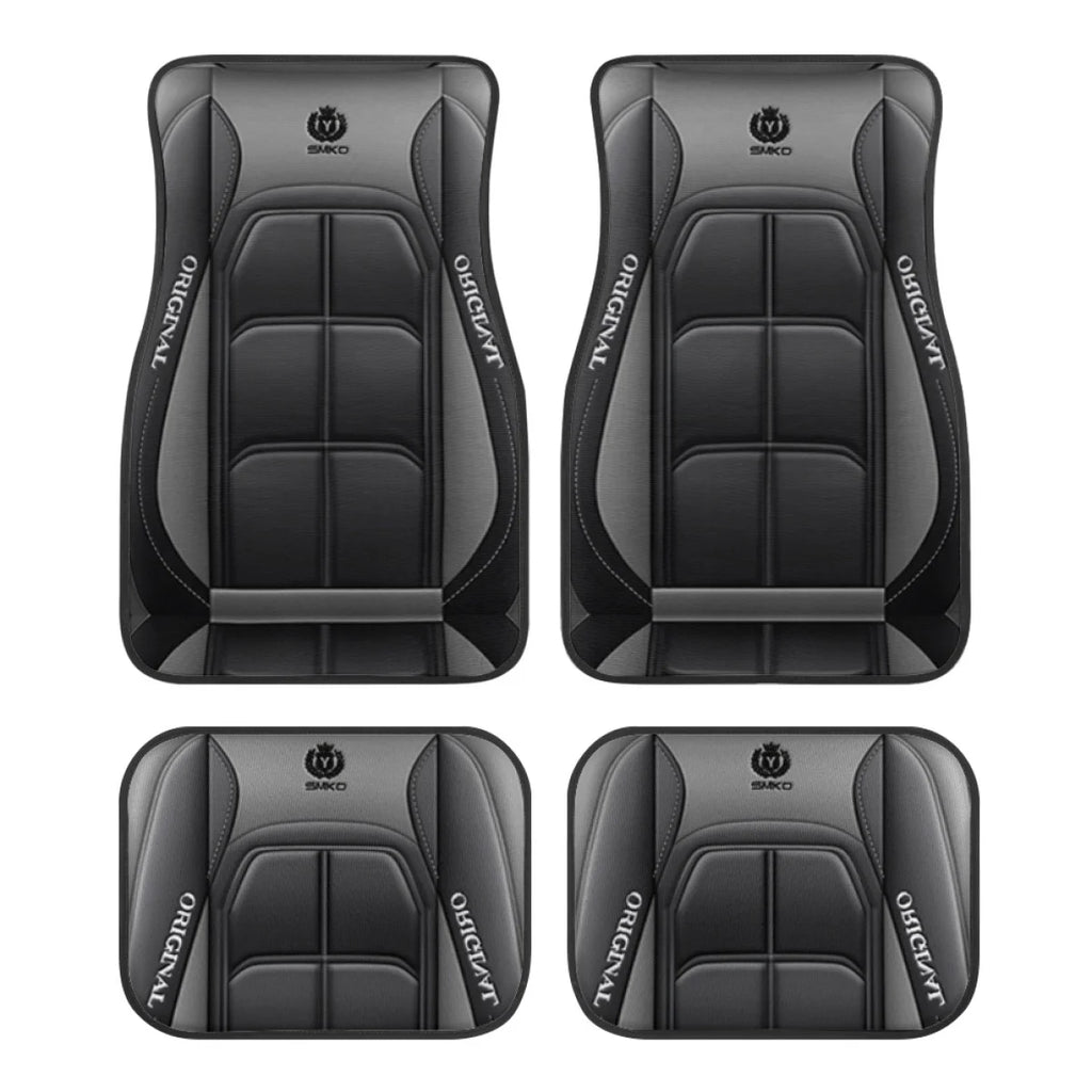 4pcs Elegant Car Floor Mats - Non-Slip, Easy-Clean Polyester All-Season Floor Mats Universal Car Carpet Interior Accessories ﻿