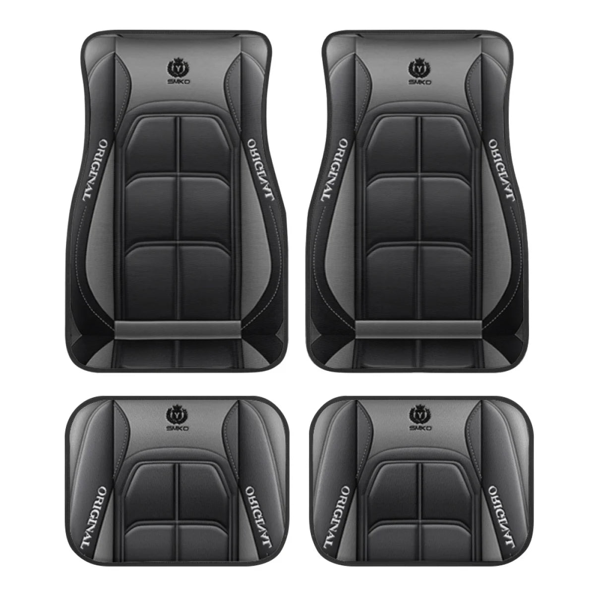 4pcs Elegant Car Floor Mats - Non-Slip, Easy-Clean Polyester All-Season Floor Mats Universal Car Carpet Interior Accessories ﻿