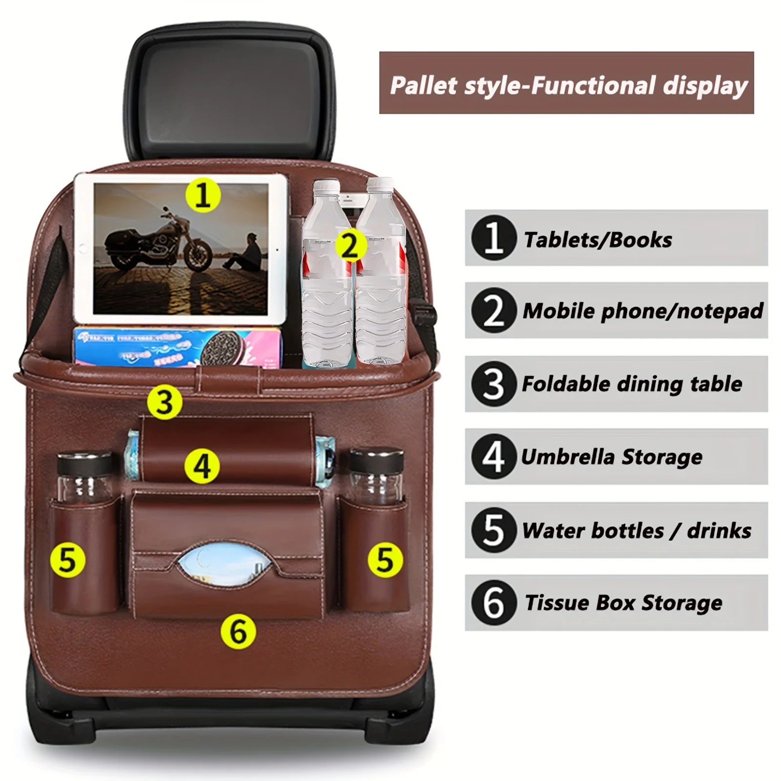 Car Seat Anti-kick Pad Storage Bag Car Organizer Tray DeluxePULeather Multipurpose Storage Car Interior Accessories