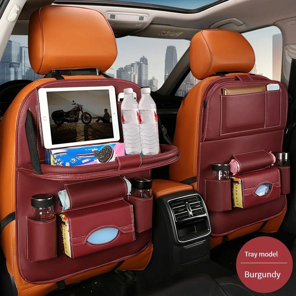 Car Seat Anti-kick Pad Storage Bag Car Organizer Tray DeluxePULeather Multipurpose Storage Car Interior Accessories
